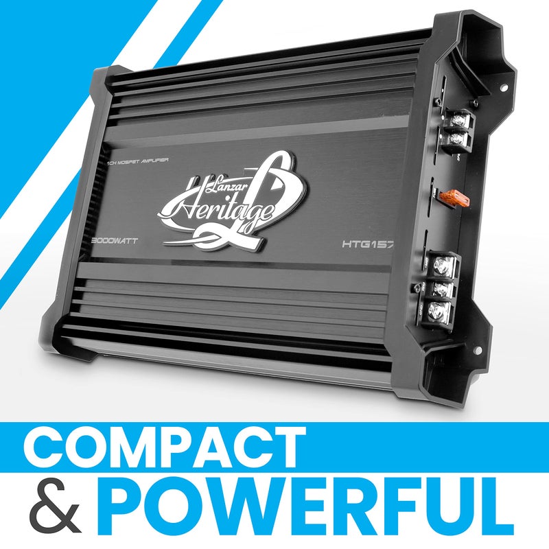 Lanzar 1 Channel Car Audio Amplifier, 3000 Watt, Monoblock, 2 Ohm, MOSFET, Nickel Plated RCA Input, Bass Boost Circuit, Electronic Crossover Network, Power Protection LEDs - HTG157 - Image 4